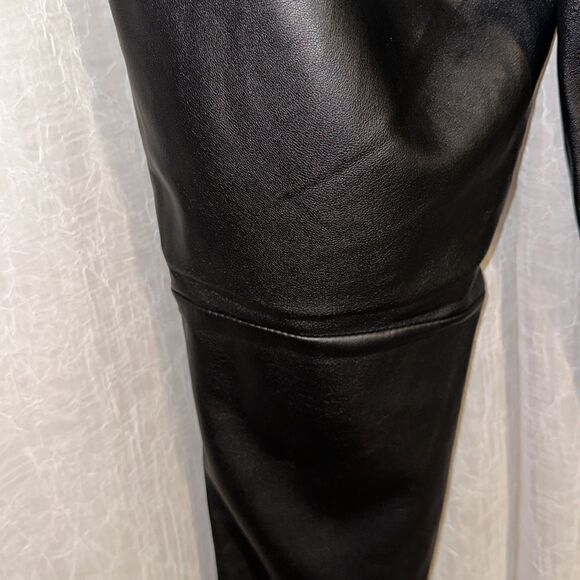 free people 6 Vegan Leather Black Stretch Zip Ankle  Elastic Waist Moto Legging - Picture 10 of 16